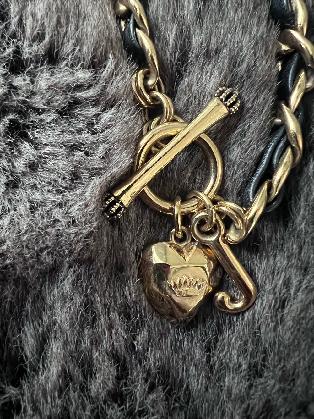 Juicy Couture Y2K Era Gold-Tone Heart Charm Toggle Bracelet - Women Accessories